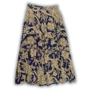 Silk Floral A-Line Midi Skirt | Size 8 | Breckinridge
